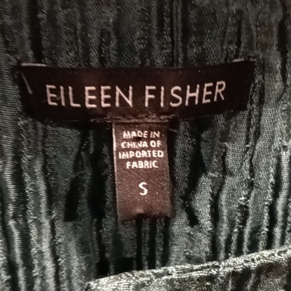 FINAL PRICE EILEEN FISHER olive/mint green silk blend crinkled jacket Small